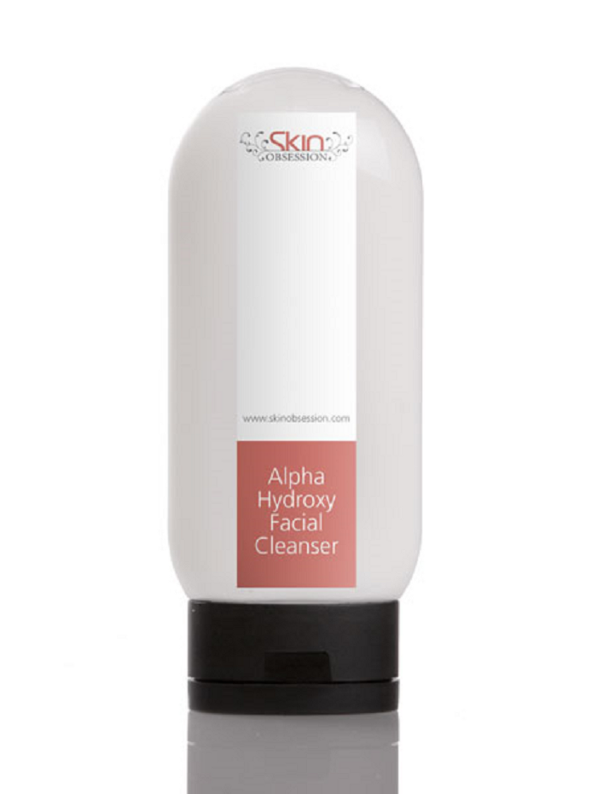 Alpha Hydroxy Facial Cleanser bottle with a white label on a white background