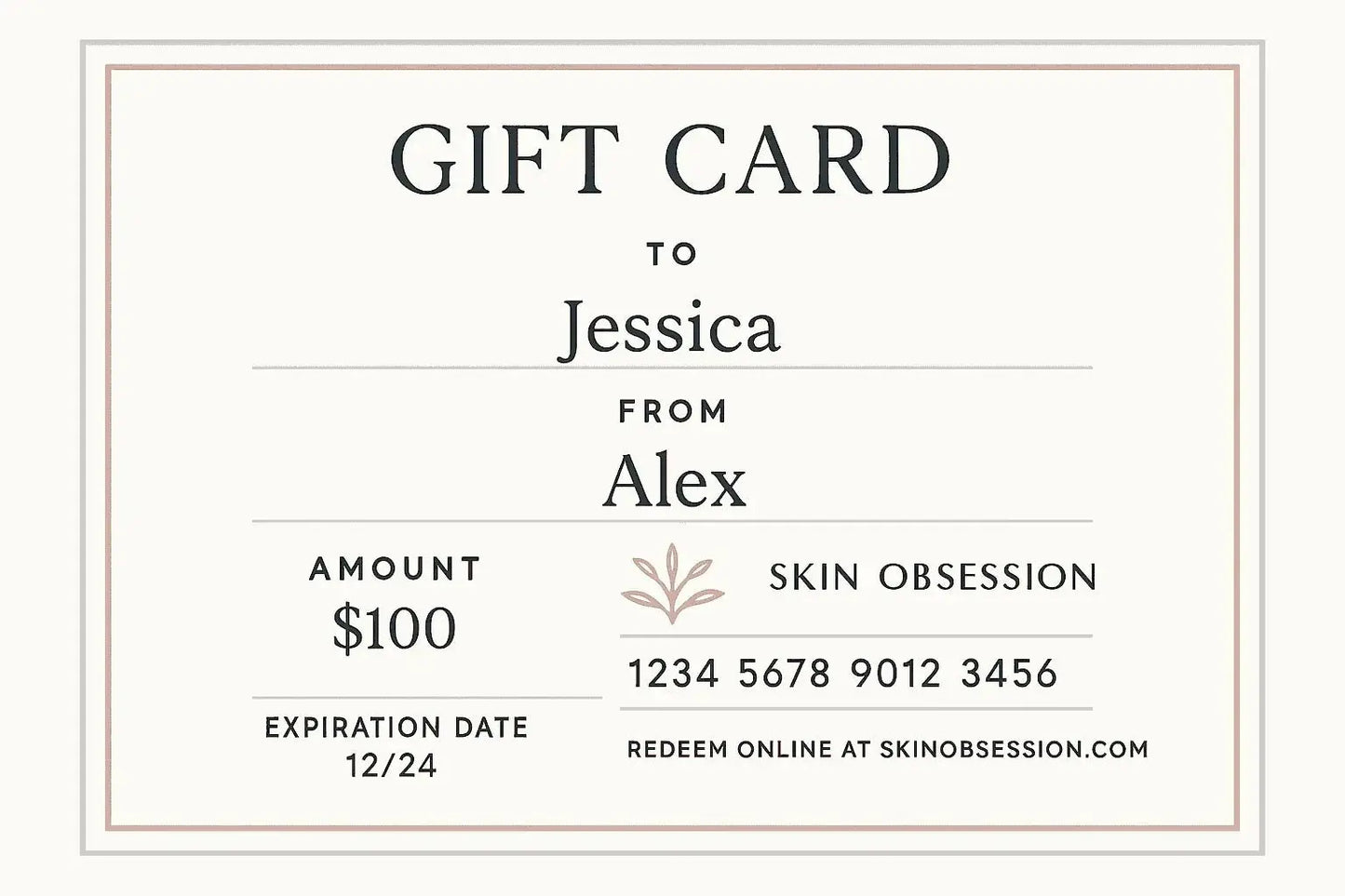 Gift Certificates - Ideal for Any Occasion - Skin Obsession