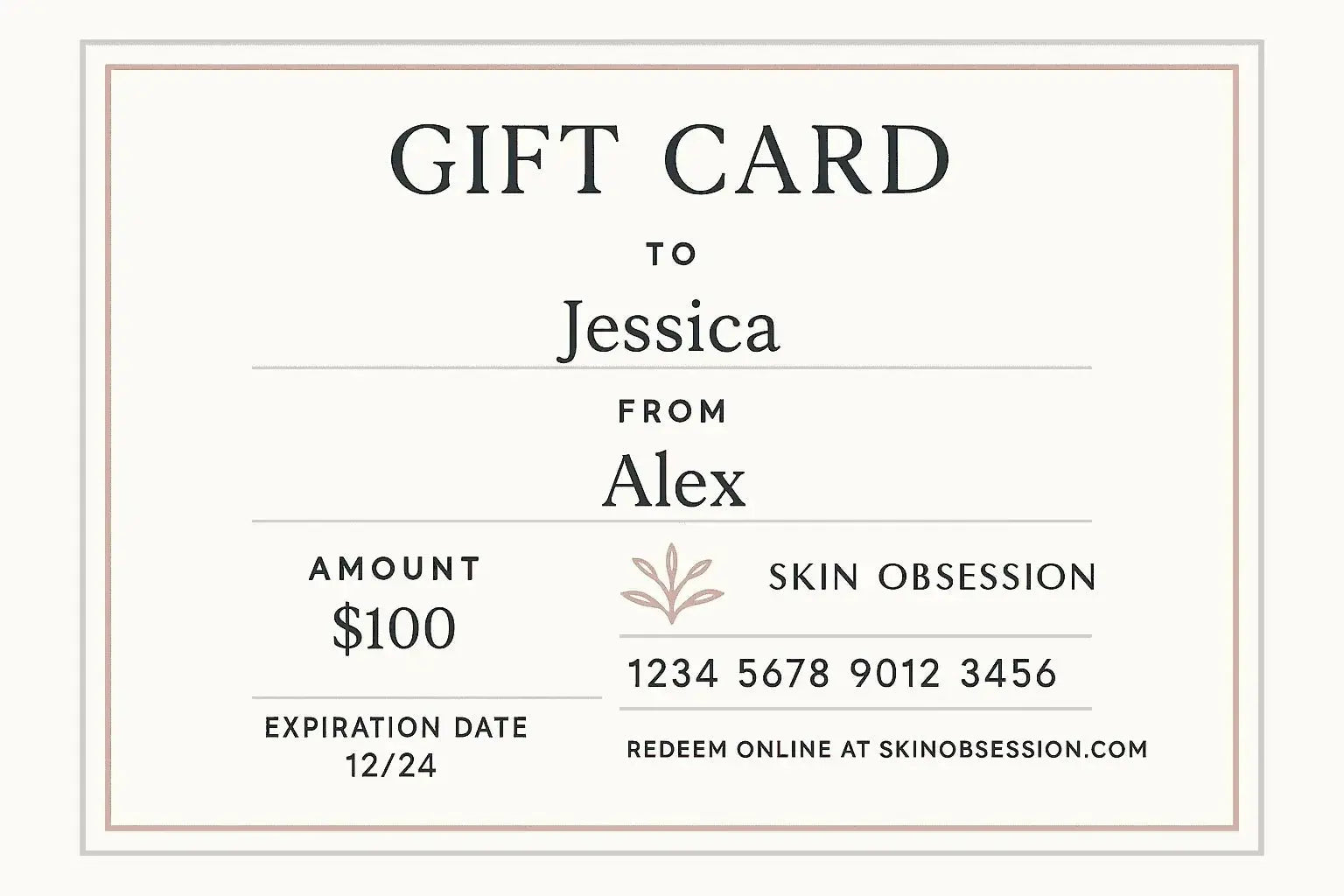 Gift Certificates - Ideal for Any Occasion - Skin Obsession